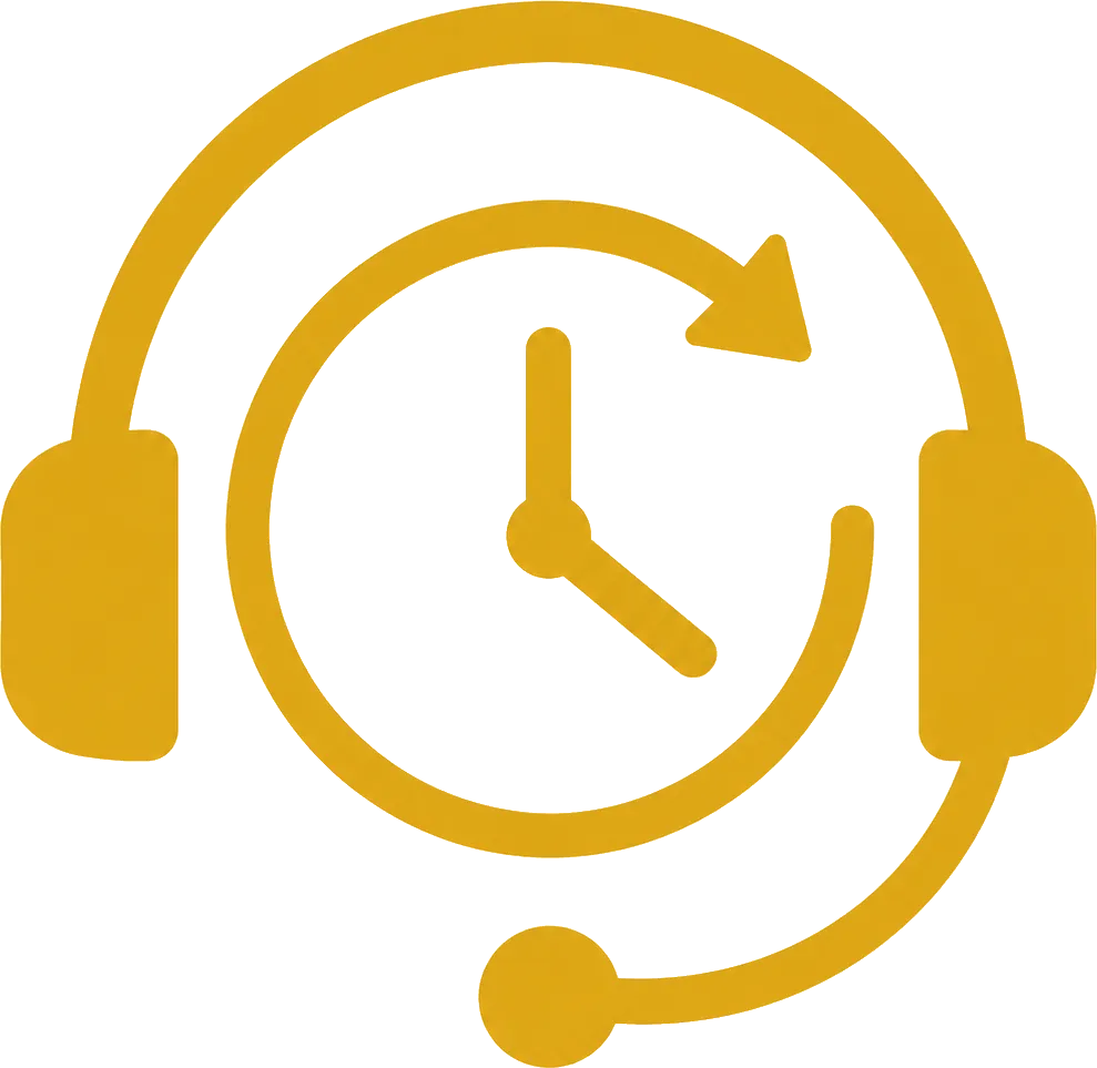 24/7 customer support headset and clock icon