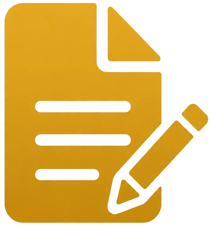Document and pencil icon representing registration paperwork